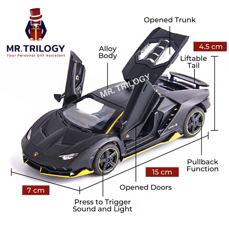 Diescast Mobil Lamborghini Centenario LP770 1:32 Miniatur Sport Car Koleksi Hobi Pria Mewah Kado Gift Hadiah