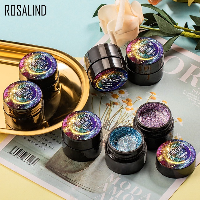 ROSALIND Shiny rainbow gel 5ml RECOMMENDED glitter gel polish painting glitter pot nail art