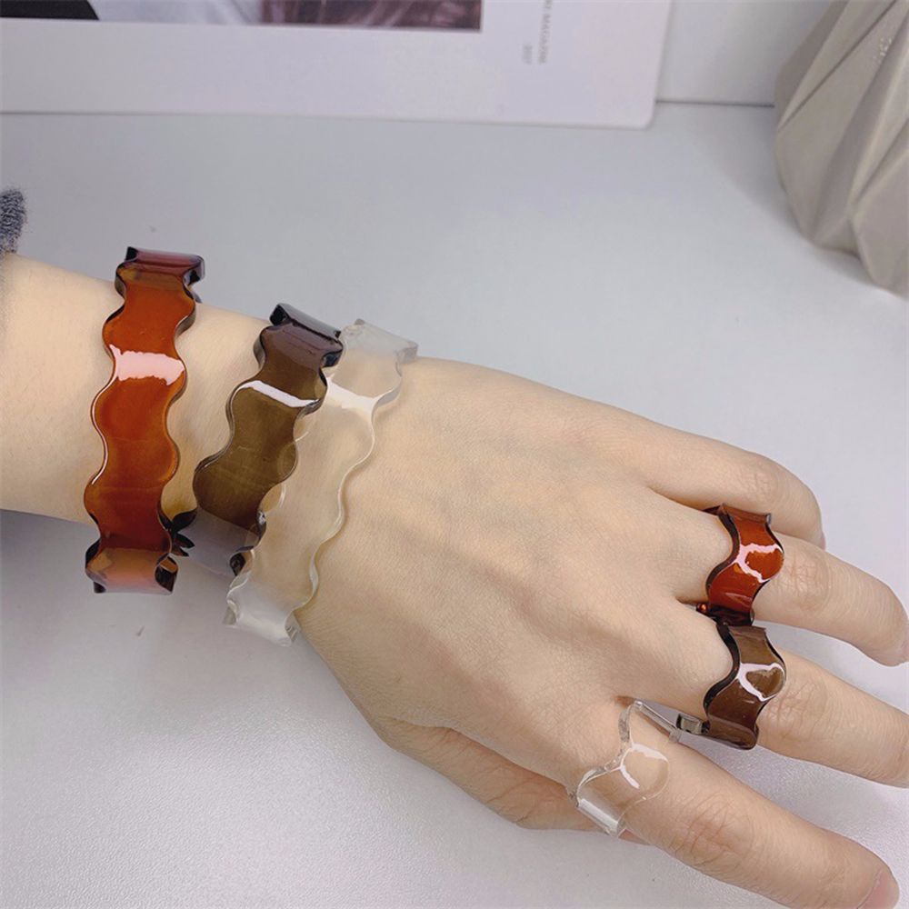 Needway  Women Girls Rings New Open Finger Ring Bracelet Fashion Jewelry Charm Irregular Resin Acrylic Geometric Joint Ring Open Bracelet/Multicolor