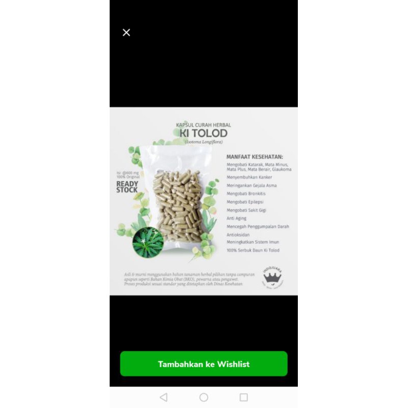 

Kapsul Curah HerbalKI TOLOD(Isotoma Longiflora) untuk kesehatan mata