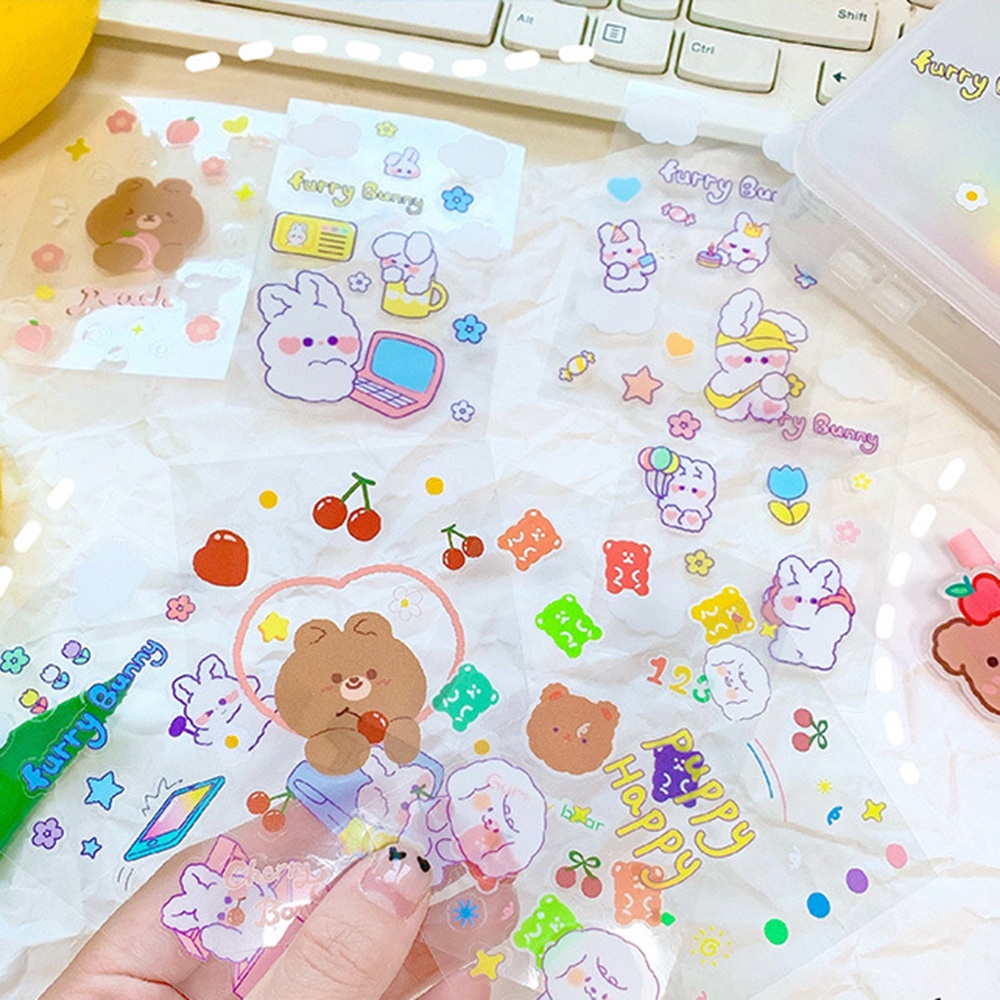 5 PCS Kartun Lucu Tangan Akun Dekorasi Stiker | Alat Tulis Tahan Air PET Transparan