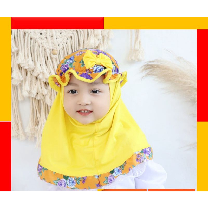 2in1 Jilbab + turban topi bayi &amp; anak led musik 0-2 tahun alisa flower