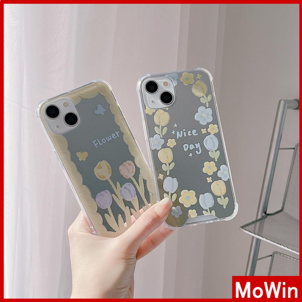 iPhone Case Acrylic Mirror Airbag Shockproof Protection Camera Oil Painting Flowers Tulip Compatible with iPhone 11 iPhone 13 Pro Max iPhone 12 Pro Max iPhone 7 Plus iPhone xr