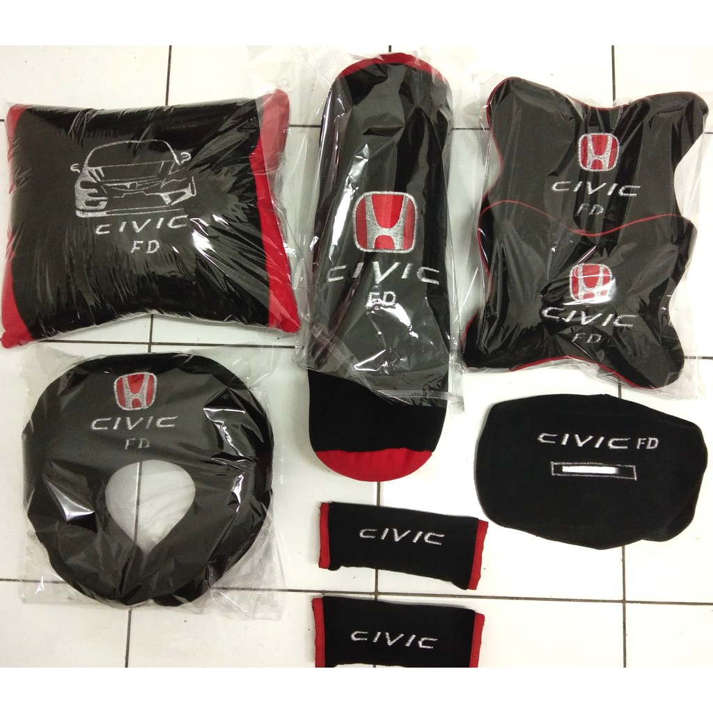 Car Set Bantal Mobil headrest variasi Honda All New Civic FD aksesoris interior 6 in 1