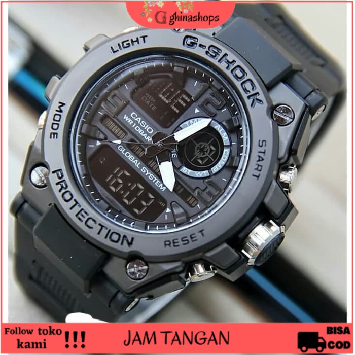 (COD) FREE BOX & BATERAI JAM TANGAN PRIA GSHOCK GST-8600 CASIO G SHOCK GST86 - HitamListHitam