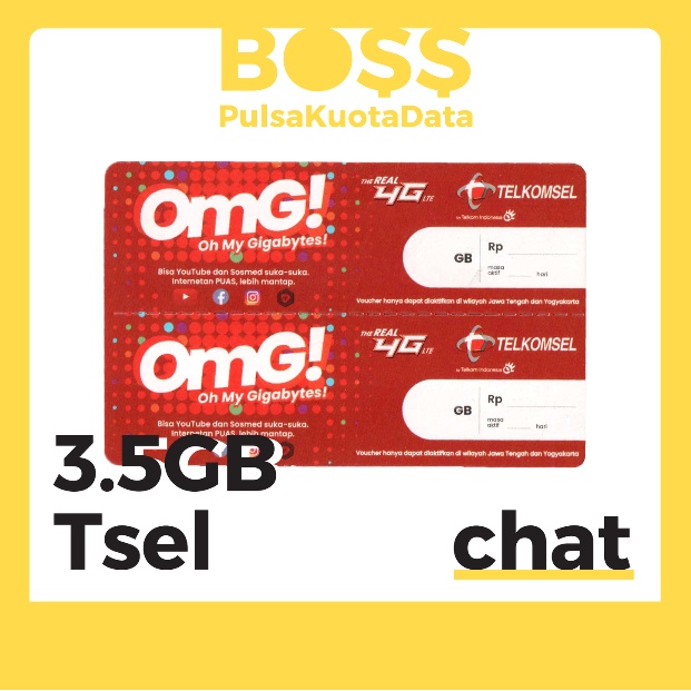 CHAT Voucher Data Telkomsel 3,5GB Jateng DIY Kuota Internet Isi Ulang