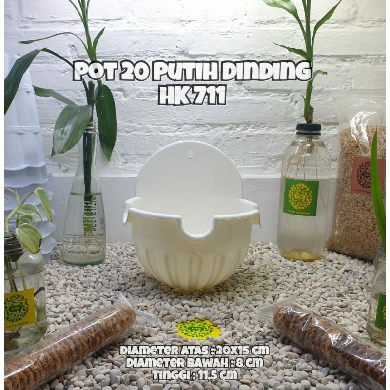 Grosir Pot Tanaman Hias Plastik Putih Dinding 20 Tebal dan Murah HPP