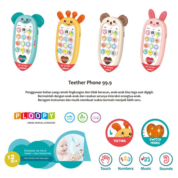 PLOOPY TEETHER PHONE KOALA 12M+ / PP21165