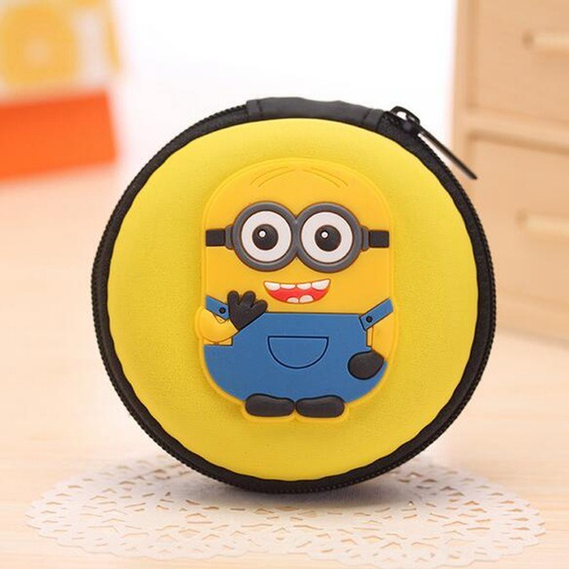 Kotak Penyimpanan Earphone Wadah Tempat Simpan Headset Aksesoris Gadget Case Earphone Mini Model Minion Hardcase