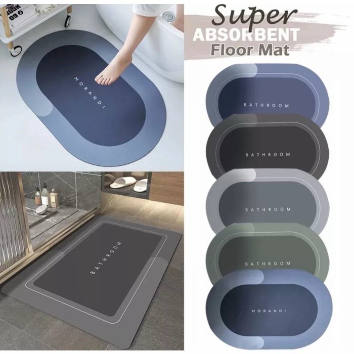GROSIRJUJUR Keset Kaki Diatomite ORIGINAL Anti Slip Anti Bau Cepat Kering Anti Bakteri Serap Air Ova