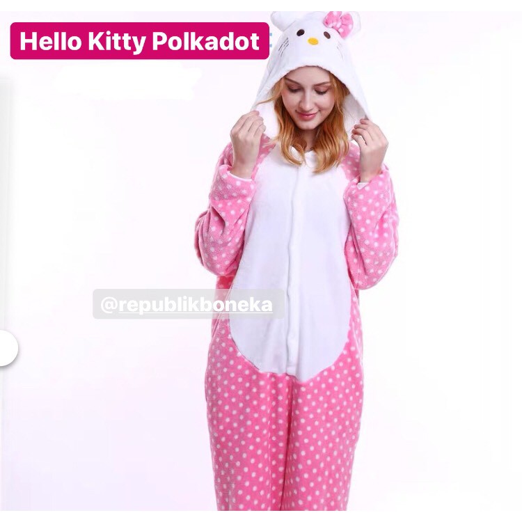 BAJU ONESIE HELLO KITTY PIYAMA KOSTUM PESTA ANAK DEWASA