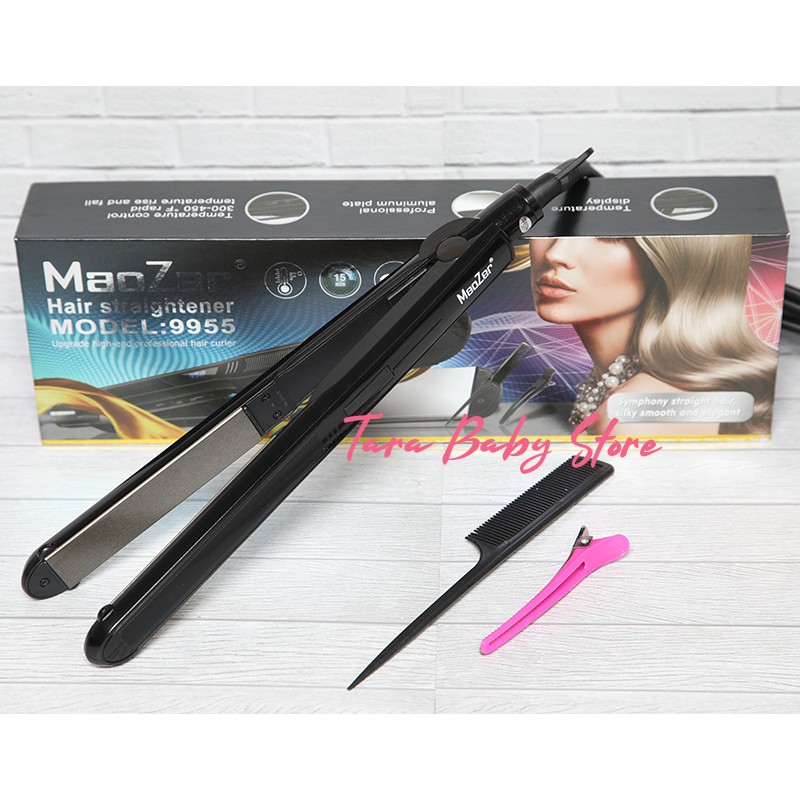 Tarababystore I Catokan Maozer 9955 Plat Keramik Slim Curly Lurus Catok 2in1 Digital Hair Straighten