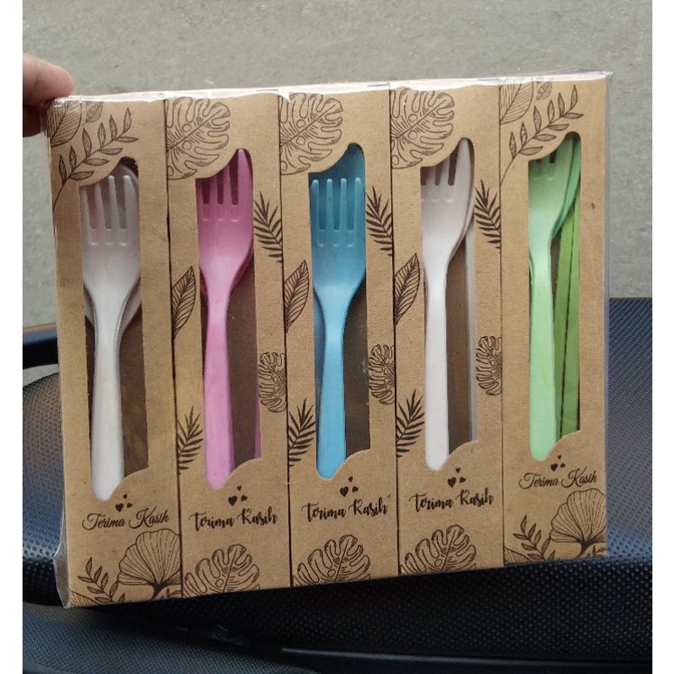 souvenir sendok set travel lokal kemasan box rustic