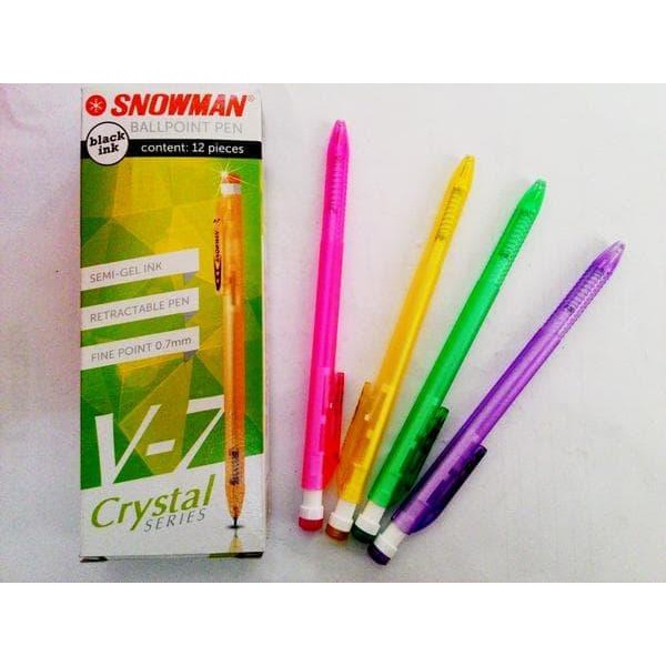 

BALLPEN PEN PULPEN BOLPOIN SNOWMAN V7 0.7MM HITAM