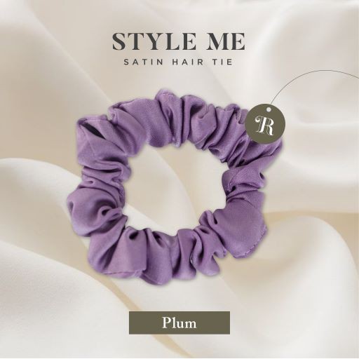 Scrunchies Premium Satin Silk MINI The Rituale | Ikat Rambut Kuncir Hijab Cepol | Anti Rontok Pusing-Plum