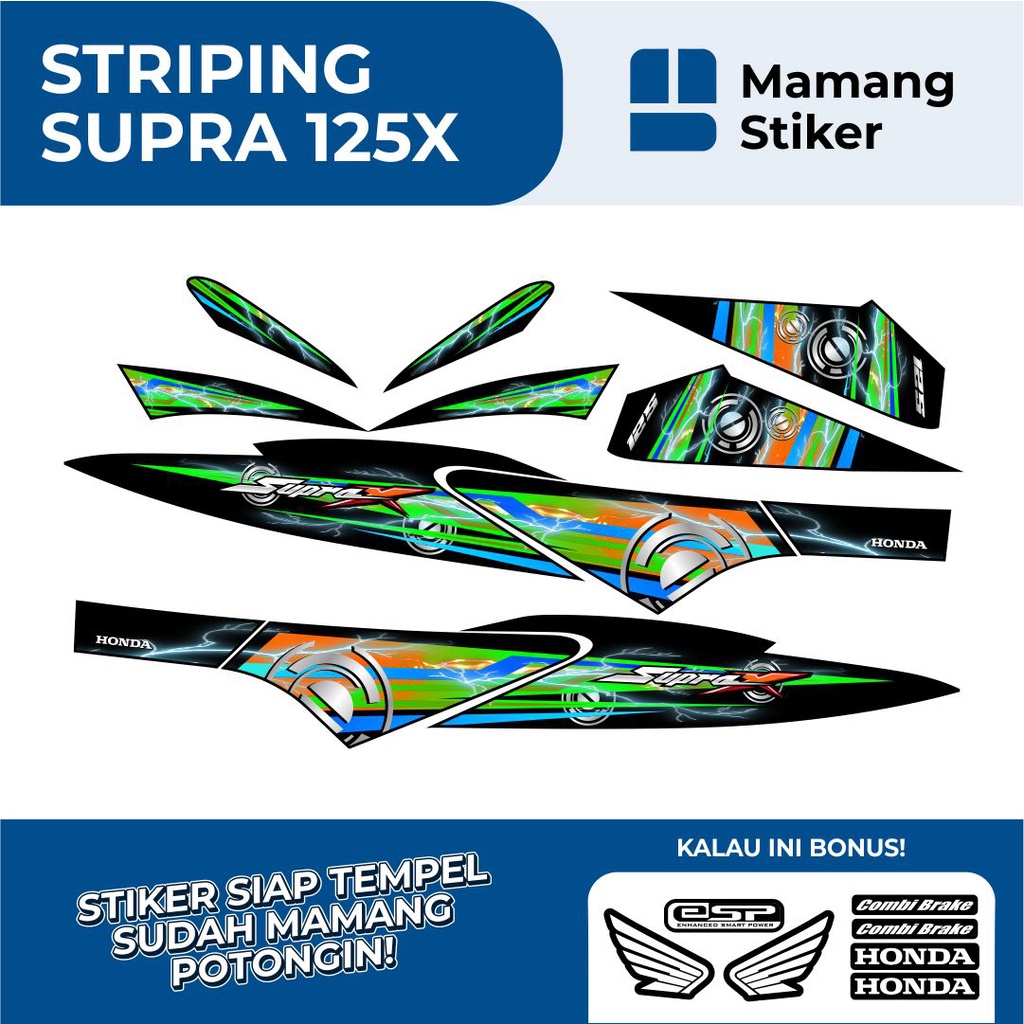 STRIPING SUPRA X 125 VARIASI 18/STICKER SUPRA X125 FI WAVE 2007 2008 2009 2010 LAMA/STIKER LIS HONDA