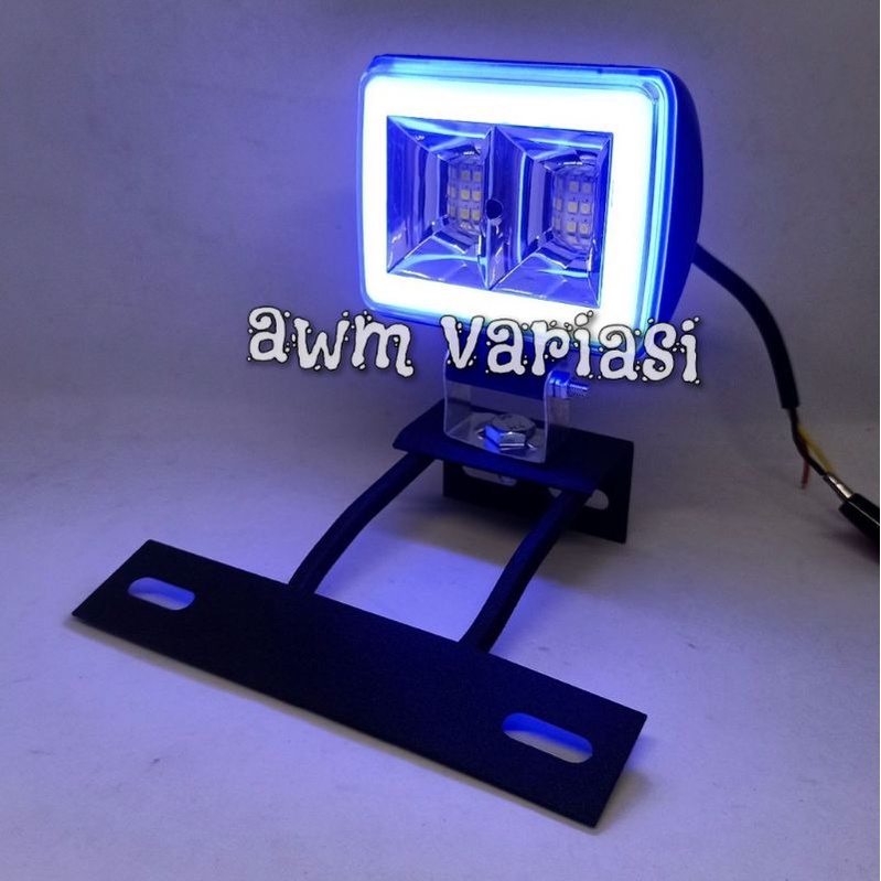 PAKET]Lampu Tembak Sorot CWl 18 Led Ring Blue Waterproof + breket RX King Vixion Byson GL Tiger DLL