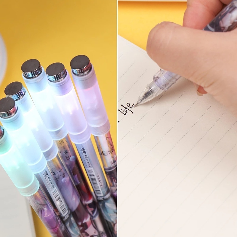 1 Pc / set Pulpen Gel Led Warna-Warni Model Putar Untuk Pelajar