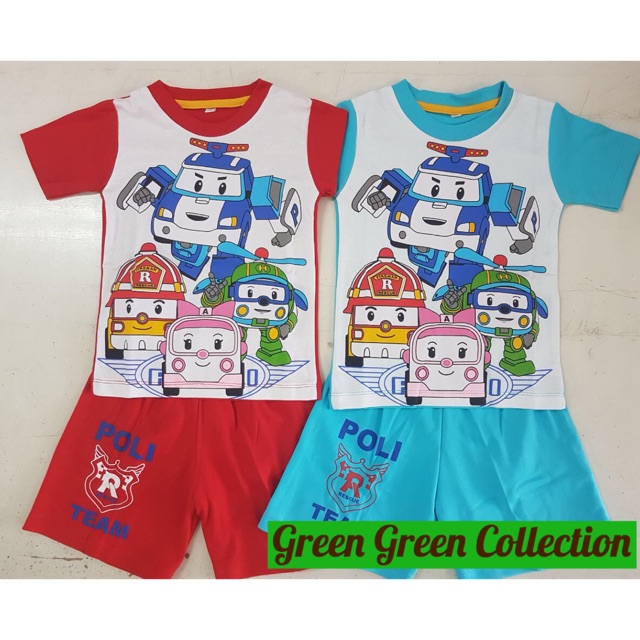 Piyama Kaos Anak Poly Blue/Red