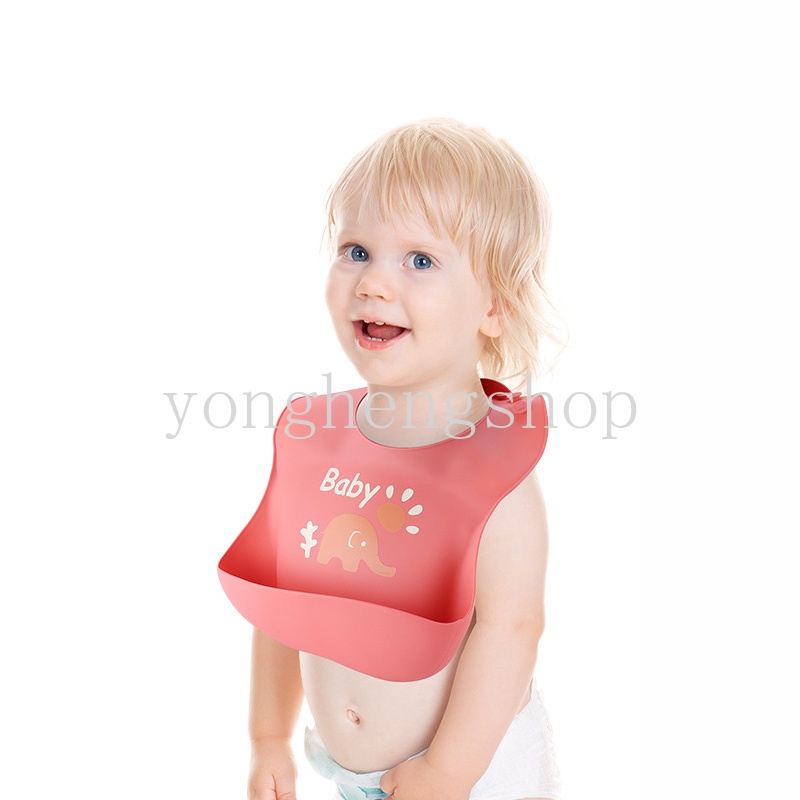 Bib / Slabber / Celemek Leher Lebar Bahan Silikon Anti Air Motif Kartun Untuk Bayi / Anak