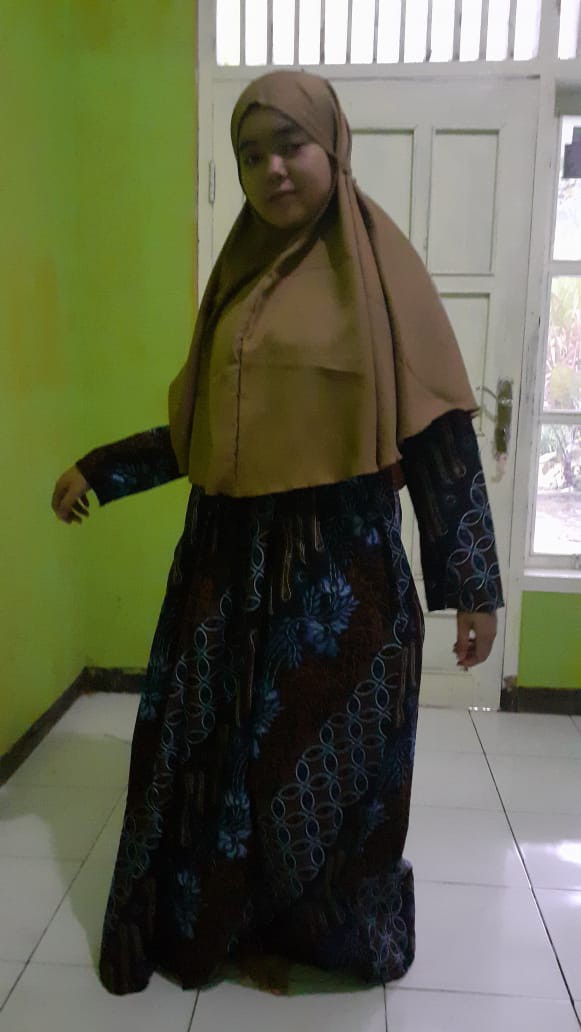 Gamis Batik Motif Seno Biru Madu Merah S.m.l.xl.xxl