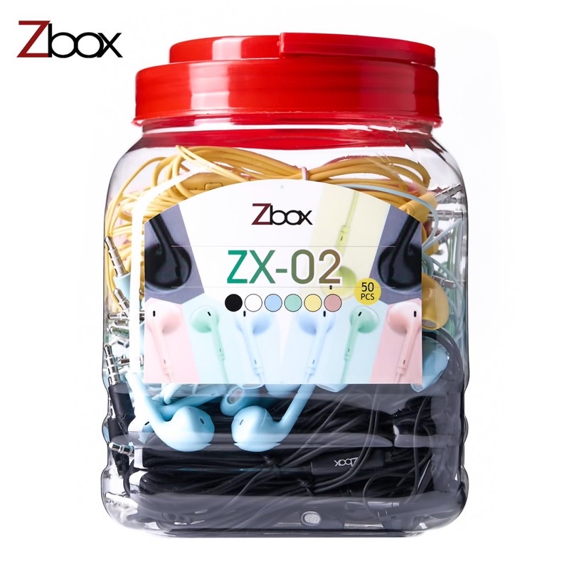 [1 toples isi 50] Headset Handsfree ZBOX CANDY ZX01 ZX02 + mic Earphone Super bass