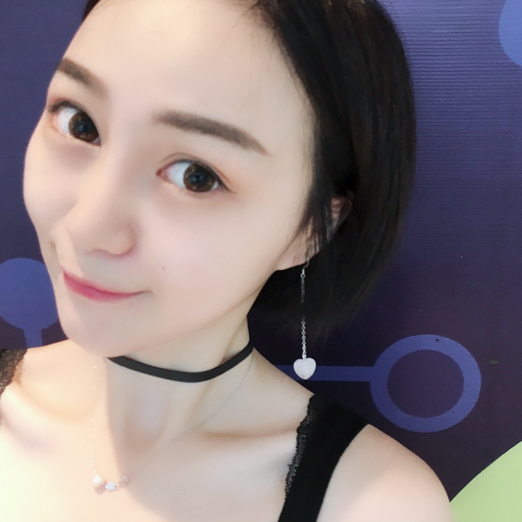 Korea sederhana marmer retak cinta batu rumbai panjang kaca peach anting-anting hati earbud Korea fa