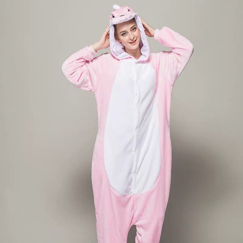 BAJU ONESIE DINOSAURUS DINO PINK PIYAMA KOSTUM COSPLAY