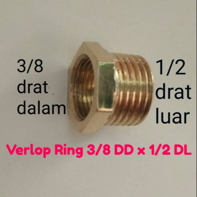 Verlop Ring - Flugring - Dobel Sok Drat Dalam 3/8 x 1/2 Drat Luar