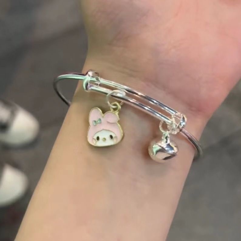 Lucu Sanrio Kartun Gelang Kayu Manis Anjing Melody Kuromi Bell Gelang Perempuan Versi Korea Gratis Mahasiswa Lucu