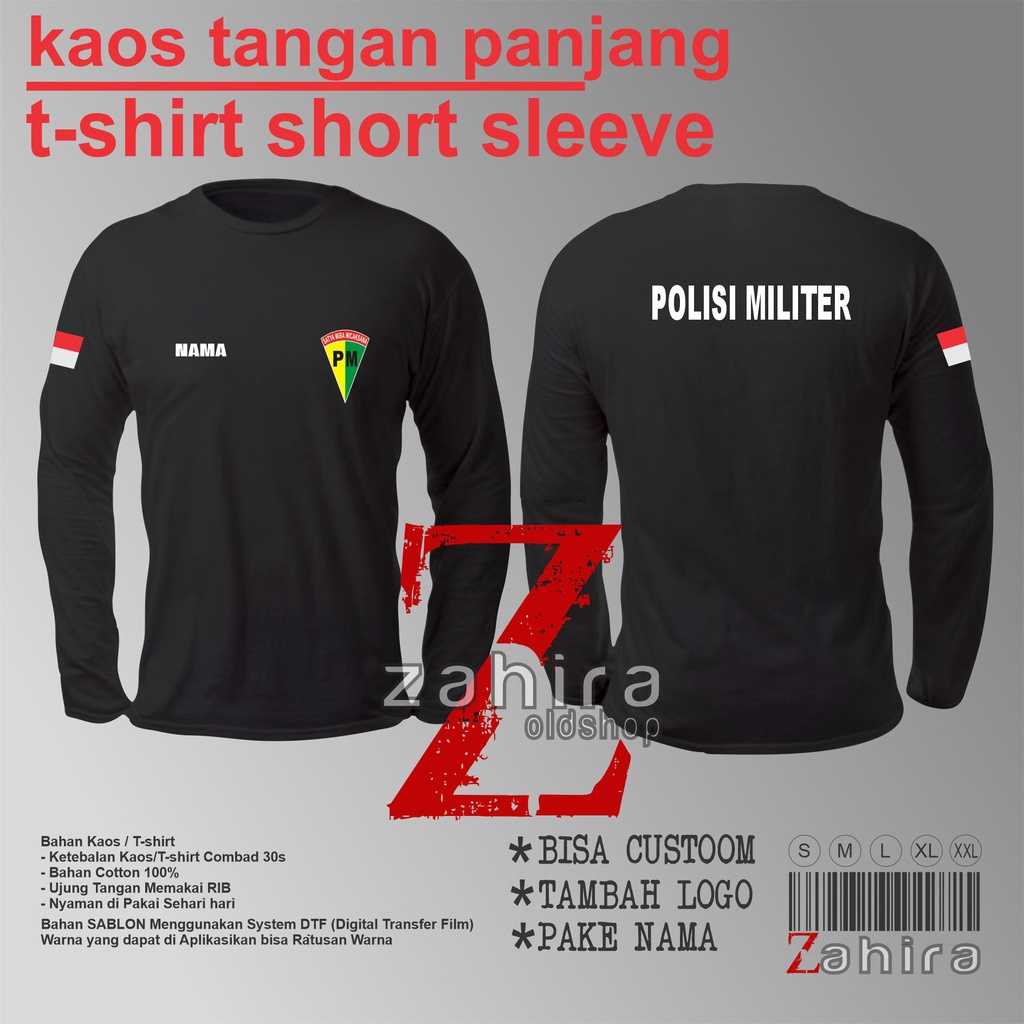 Kaos Polisi Militer / Baju Polisi Militer Atasan Polisi Militer Lengan panjang