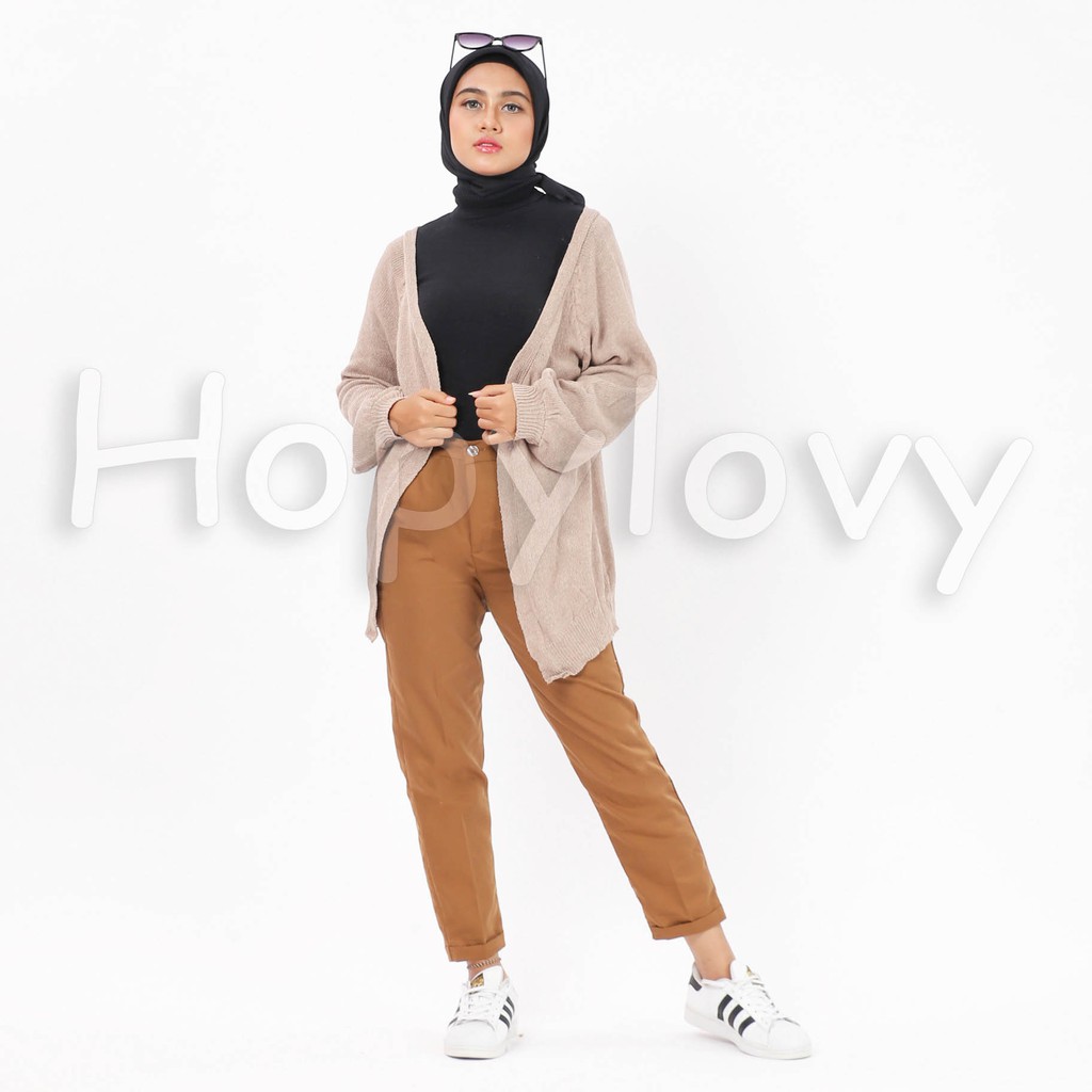 HOPYLOVY - Cardigan Wanita Fashion Cardi Amelia Bahan Rajut Halus