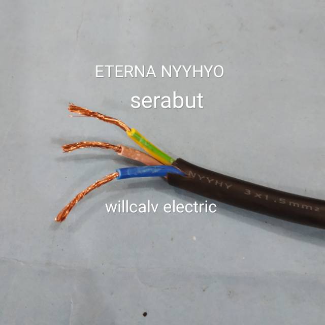 KABEL SERABUT ETERNA 3X1.5 HITAM - KABEL ETERNA NYYHYO 3X1.5 HITAM  HARGA PERMETER