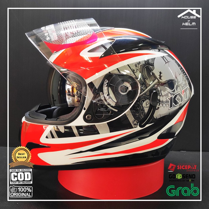 Helm Fullface Full Face Fulface Keren Murah KYT Veron  #1 White Red Putih Merah Mirip Vendetta 2
