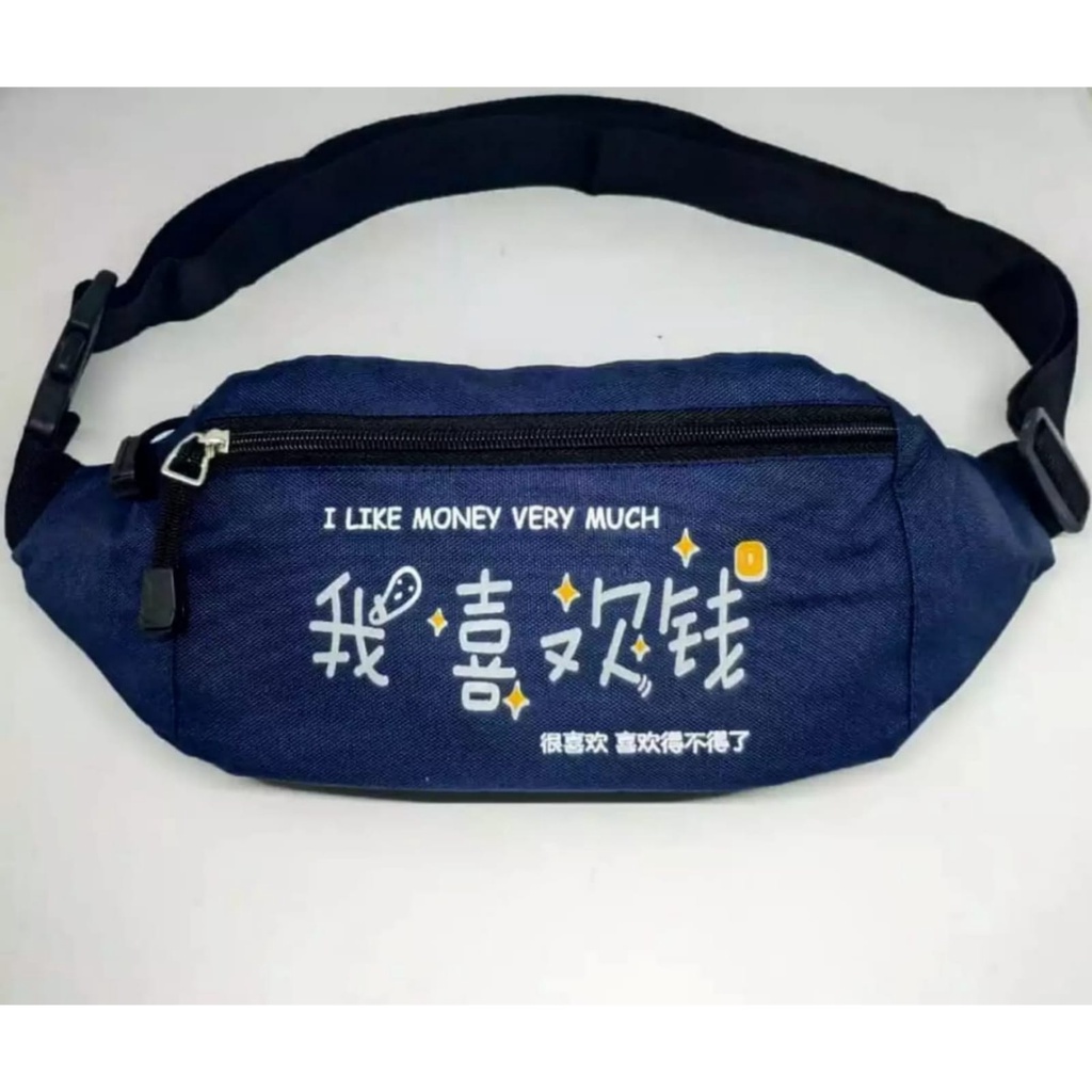 Tas Selempang Pria Tas Bahu Waistbag Motif Huruf Korea