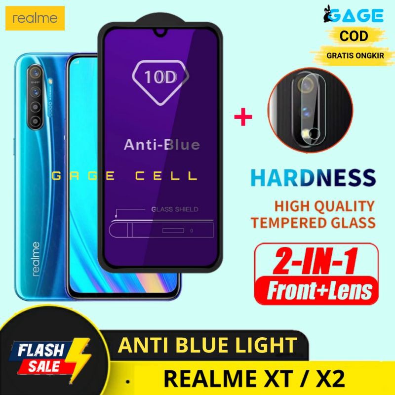 2IN1- TEMPERED GLASS 10D ANTI BLUE LIGHT REALME XT X2 - TG ANTI RADIASI REALMI X2 XT FULL LAYAR