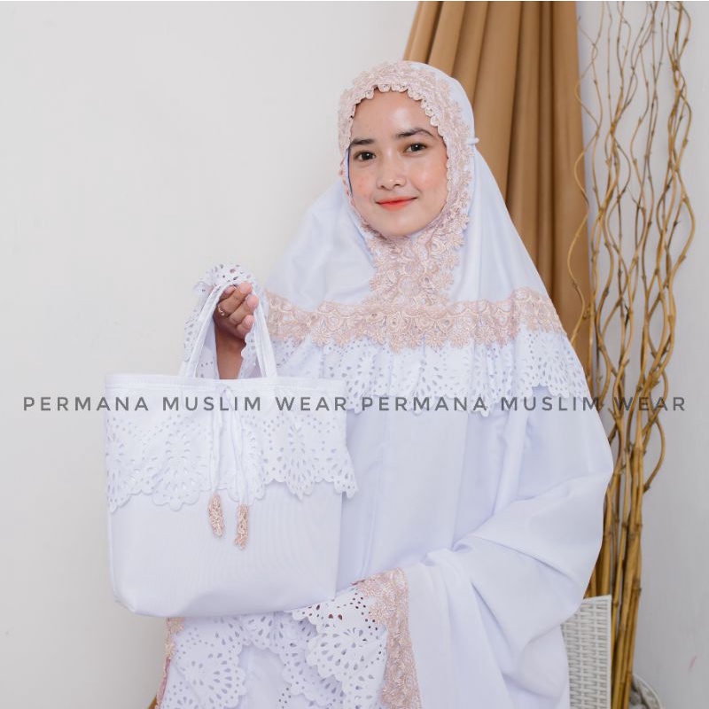 (Cod ) Mukena Dewasa Mewah Premium Lasercut Rempel Kalung/Mukena Dewasa Rempel Lasercut jumbo Permana /Mukena Terbaru adem jumbo Mewah( Free Tas)