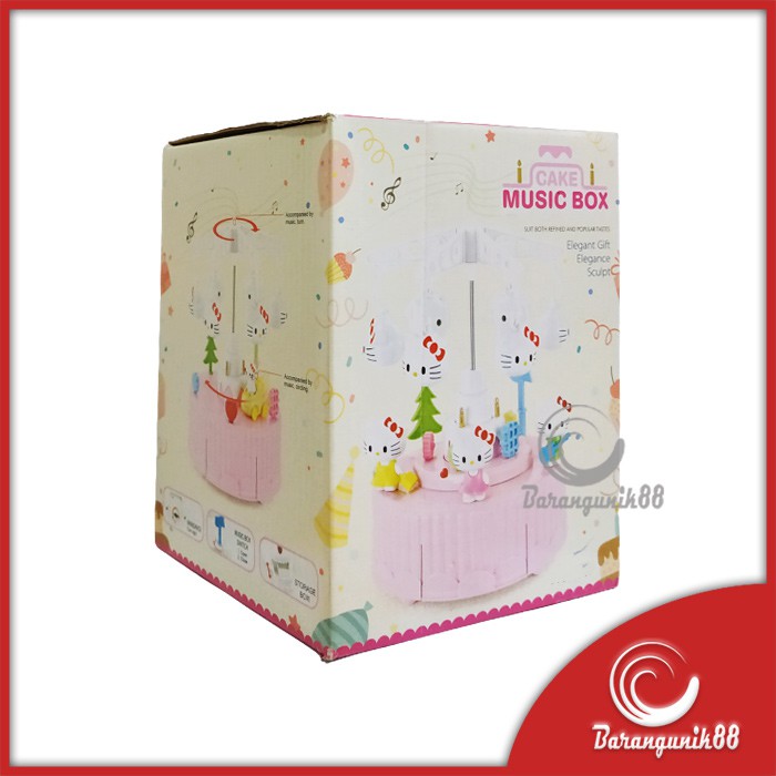 Kotak Musik Model Kue Carousel Komidi Putar HK Pink Cake Music Box 6627