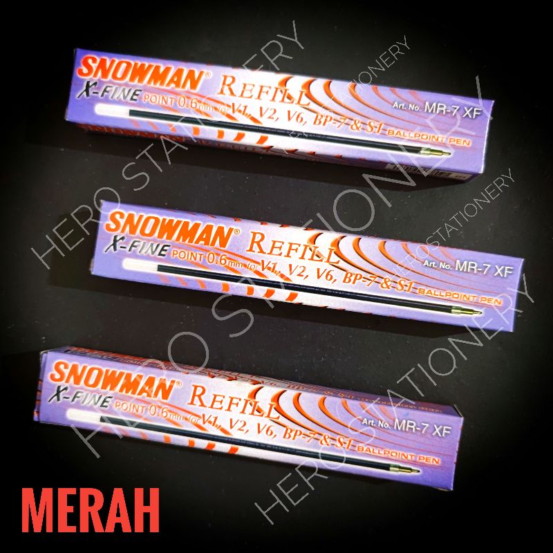

Refill pen bolpen snowman fine point tinta merah V1 V2 V6 BP-7 S1 . 12 unit