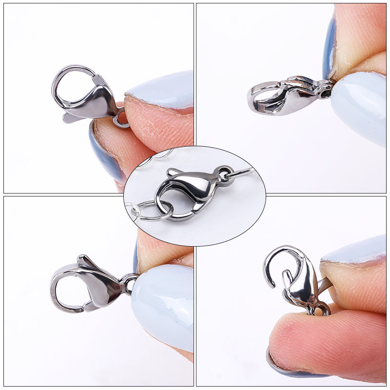 9mm / 11mm / 13mm Stainless Steel Lobster Genggam Kait Konektor Lobster Claw Jepit Untuk Temuan Perhiasan DIY Kalung Gelang 10 pcs