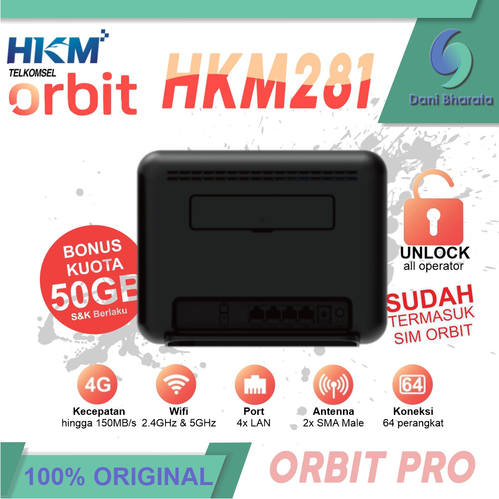 Telkomsel Orbit Pro HKM281 Modem Router Free Kuota 50GB Unlock Router