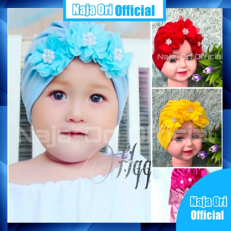 Turban Bayi Perempuan Motif Bunga | Turban Anak Bayi