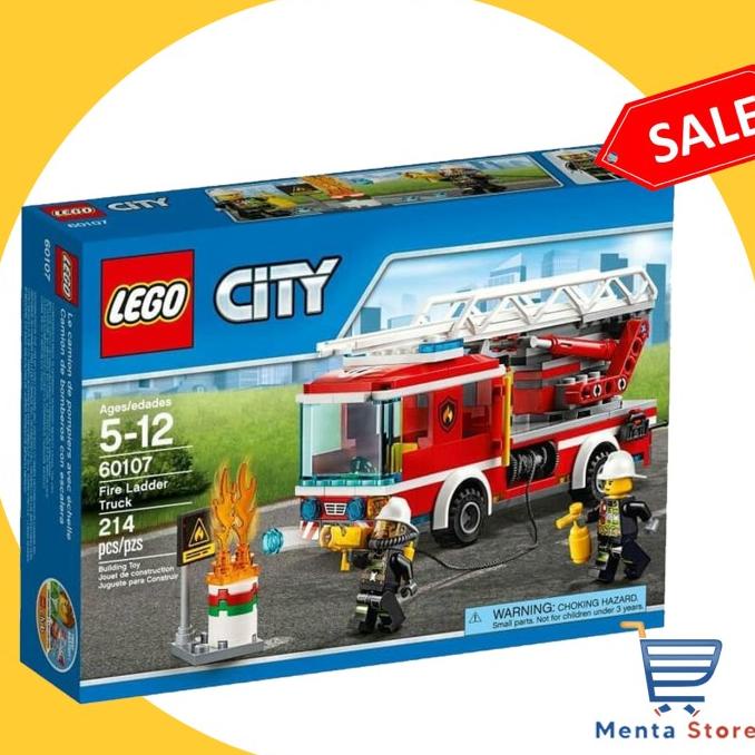 Lego City # 60107 Fire Ladder Truck Hose Truk Pemadam Kebakaran Merah