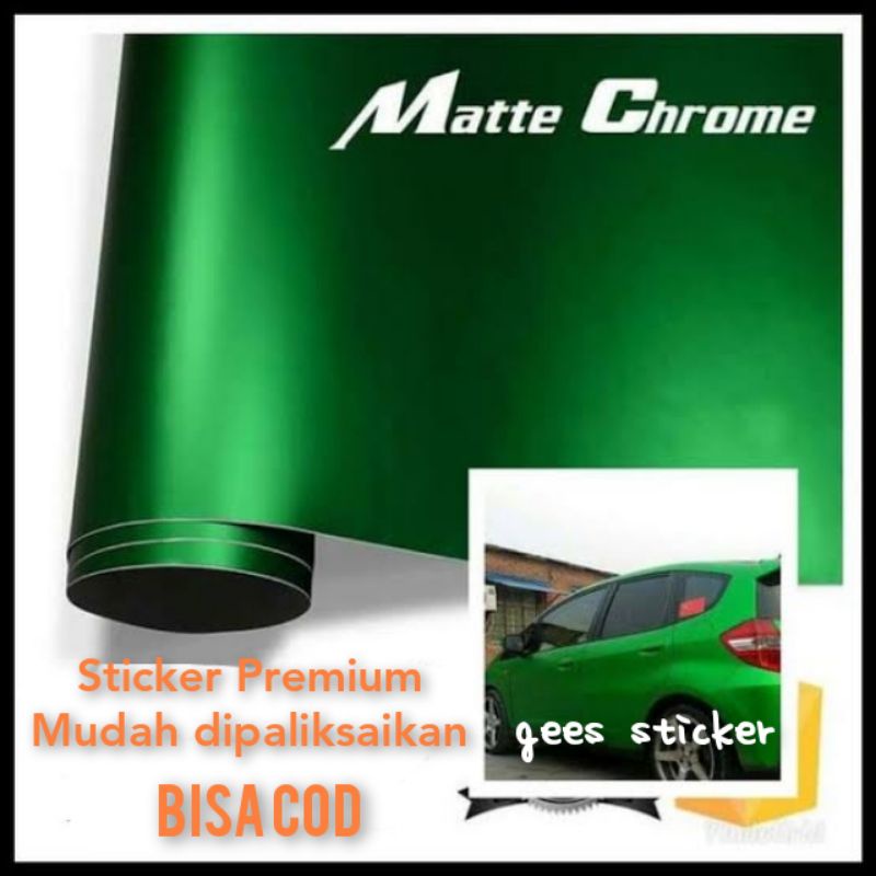 Skotlet Stiker Premium Hijau Metalik/Matte Crome