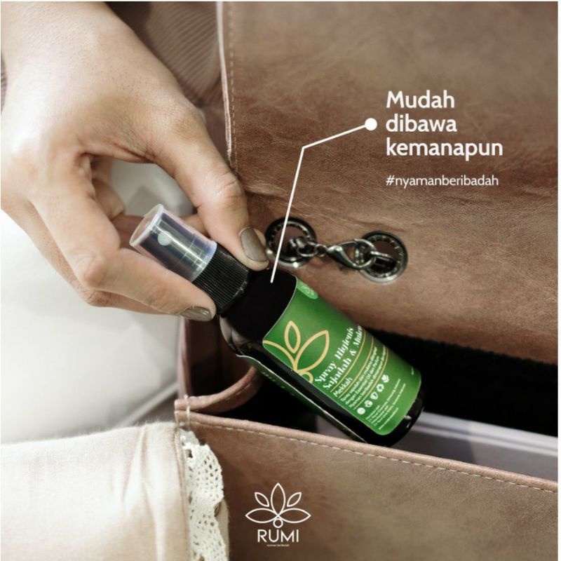 spray higienis sajadah mukena RUMI Lima Waktu 50ml travel size cairan anti bakteri parfum essentials oil