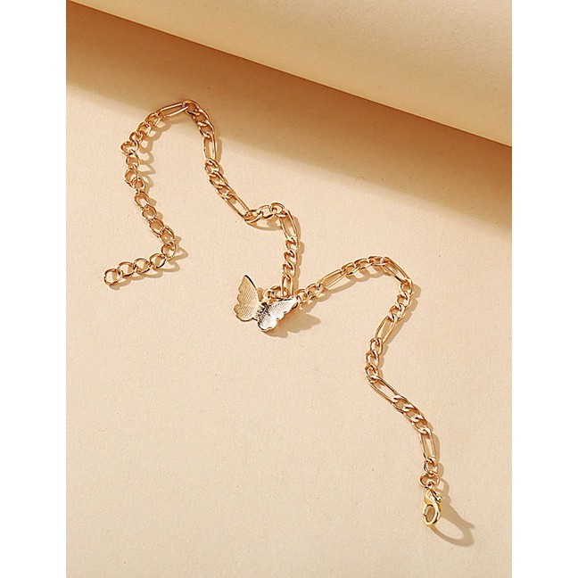 LRC Gelang Kaki Fashion Alloy Butterfly Pendant Chain Alloy Anklet K97142