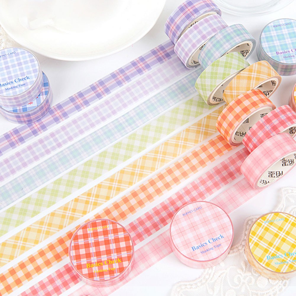 15mm Paper Tape Vintage Grid Journal Washi Tape Adhesive Tape Diy Scrapbooking Sticker Label Masking Tapes