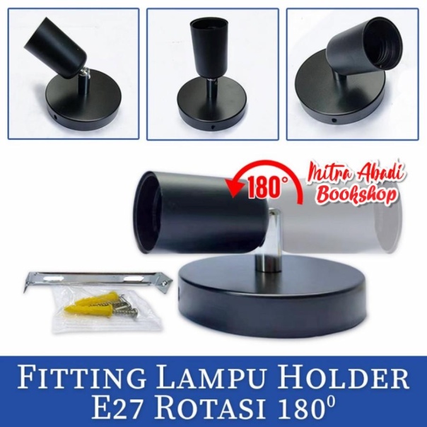 Fitting Lampu Holder E27 Putar Rotasi 180 Derajat