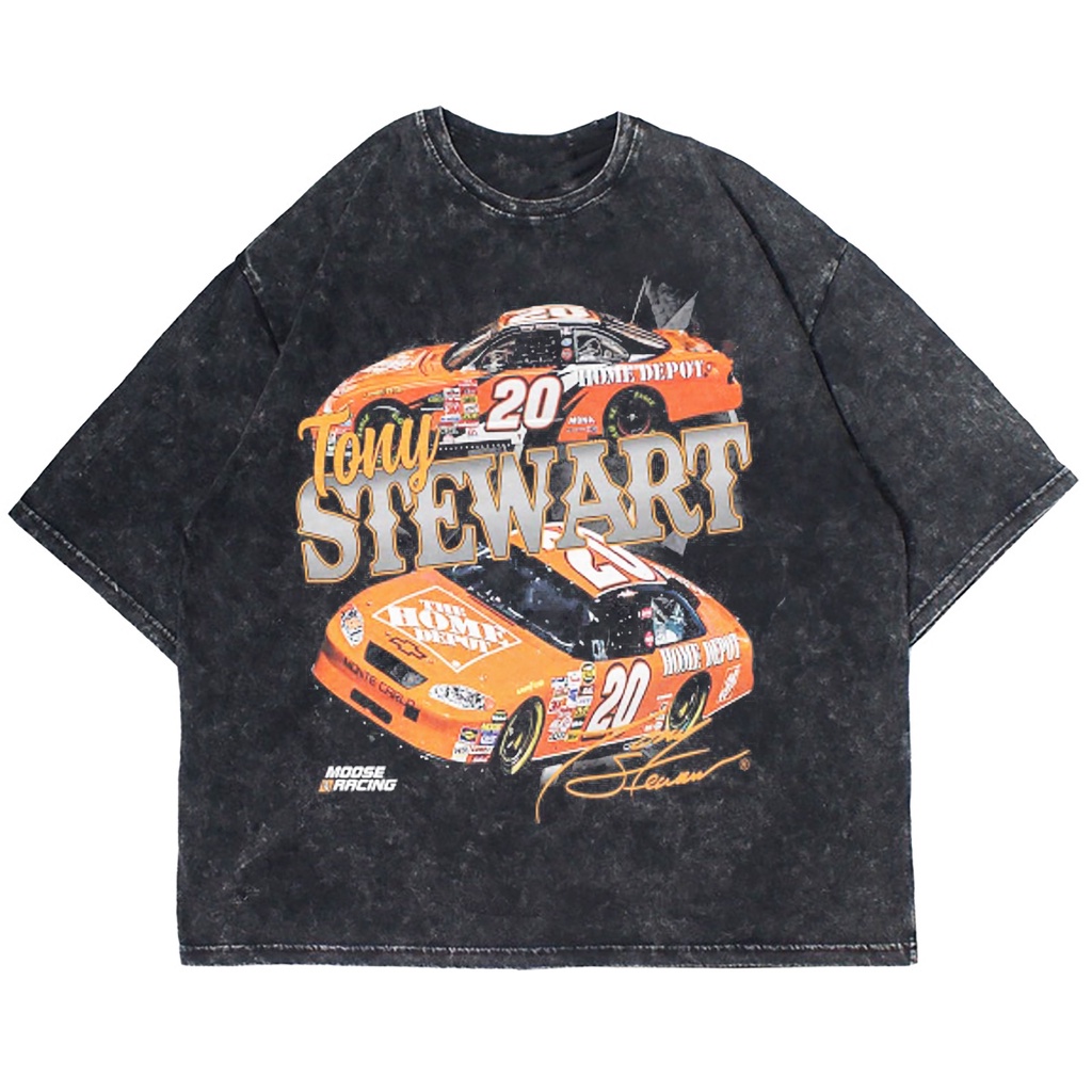 KAOS OVERSIZE NASCAR TONY STEWART MOOSE RACING WASHING VINTAGE TEE ( WASHING T-SHIRT )