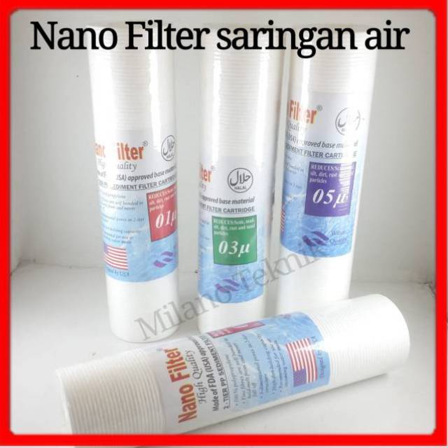 Cartridge Filter Sedimen 10&quot; merk nano Filter 1 micro saringan air (isi 2psc)